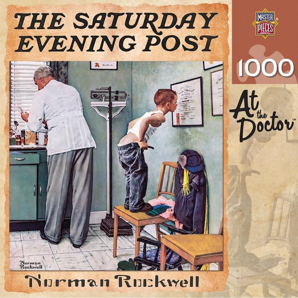 Masterpieces 71369 25 x 25 in. Norman Rockwell Saturday Evening Post At the Doctor Jigsaw Puzzle - 1000 Piece 71369 - main